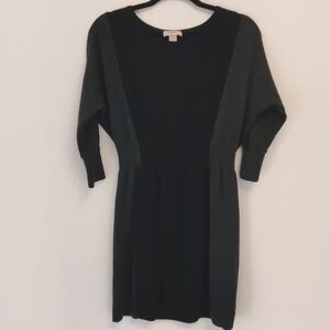 Ann Taylor LOFT Round Neck Merino Wool Blend Dress Sweater Knit Charcol Black